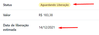 Nessa aba você verifica o status e data da liberação.