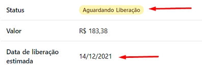 Nessa aba você verifica o status e data da liberação.